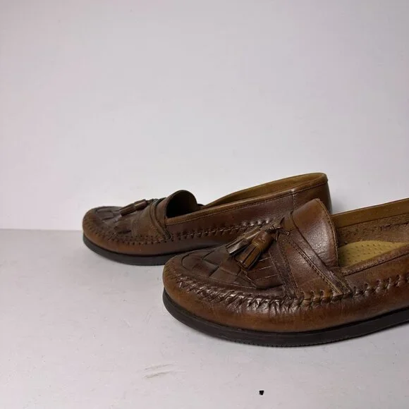 Giorgio Brutini Brown Tassel Leather loafers Shoes Men 10.5 Slip Ons Prep Casual - Picture 3 of 13
